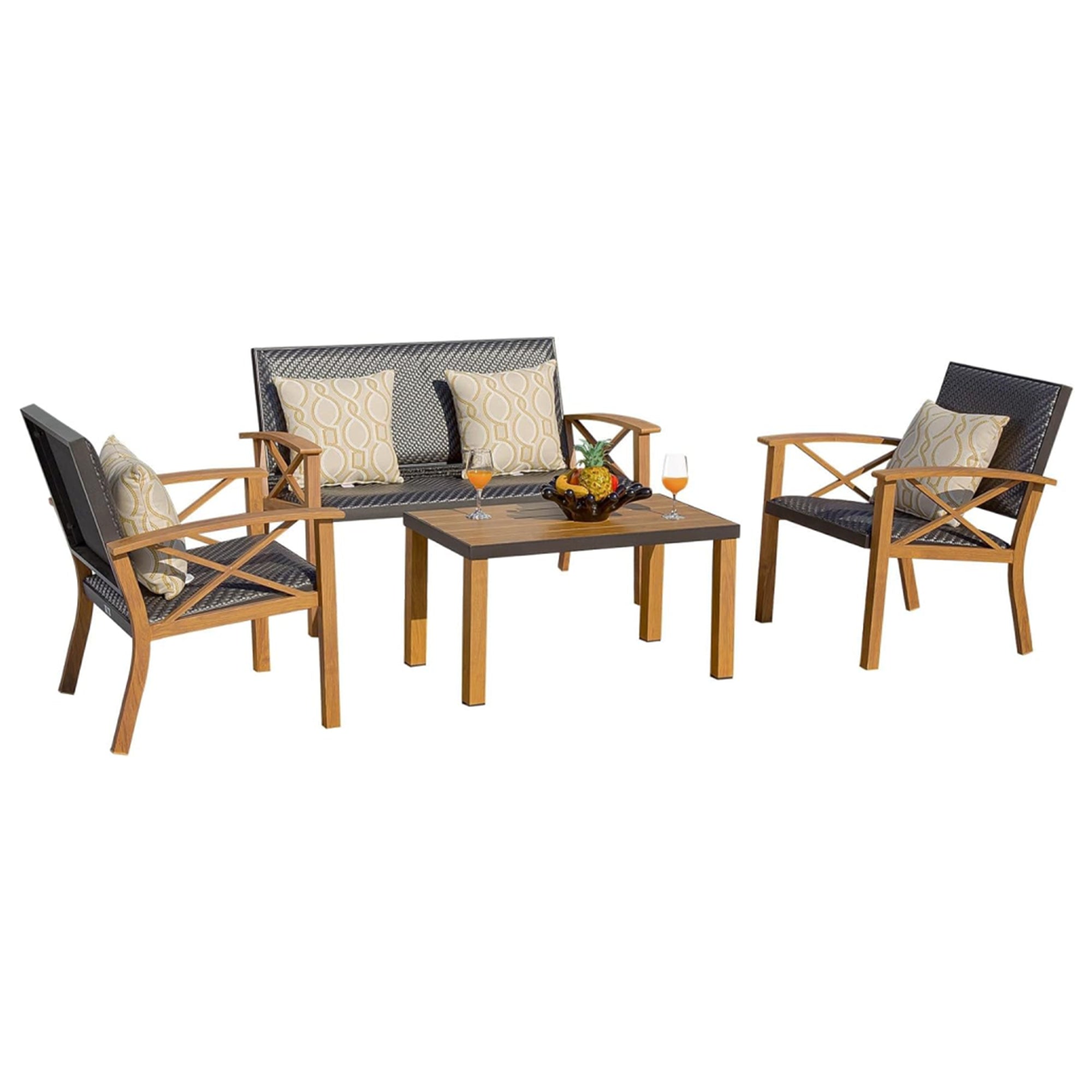 Aluminum Patio Furniture Set, 4-Piece Modern Conversation Set