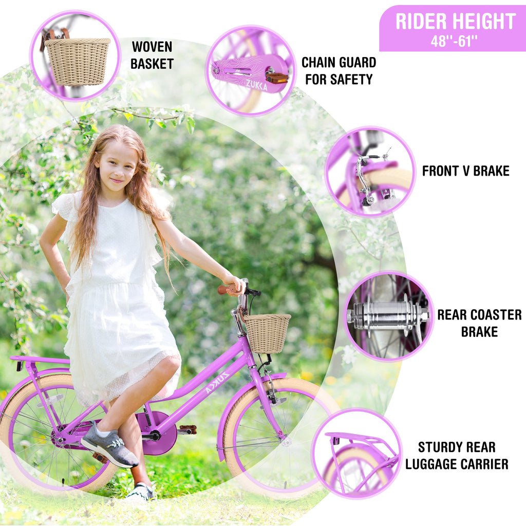 Girls Bike with Basket for Ages 7-10 Years - 20 Inch Wheels
