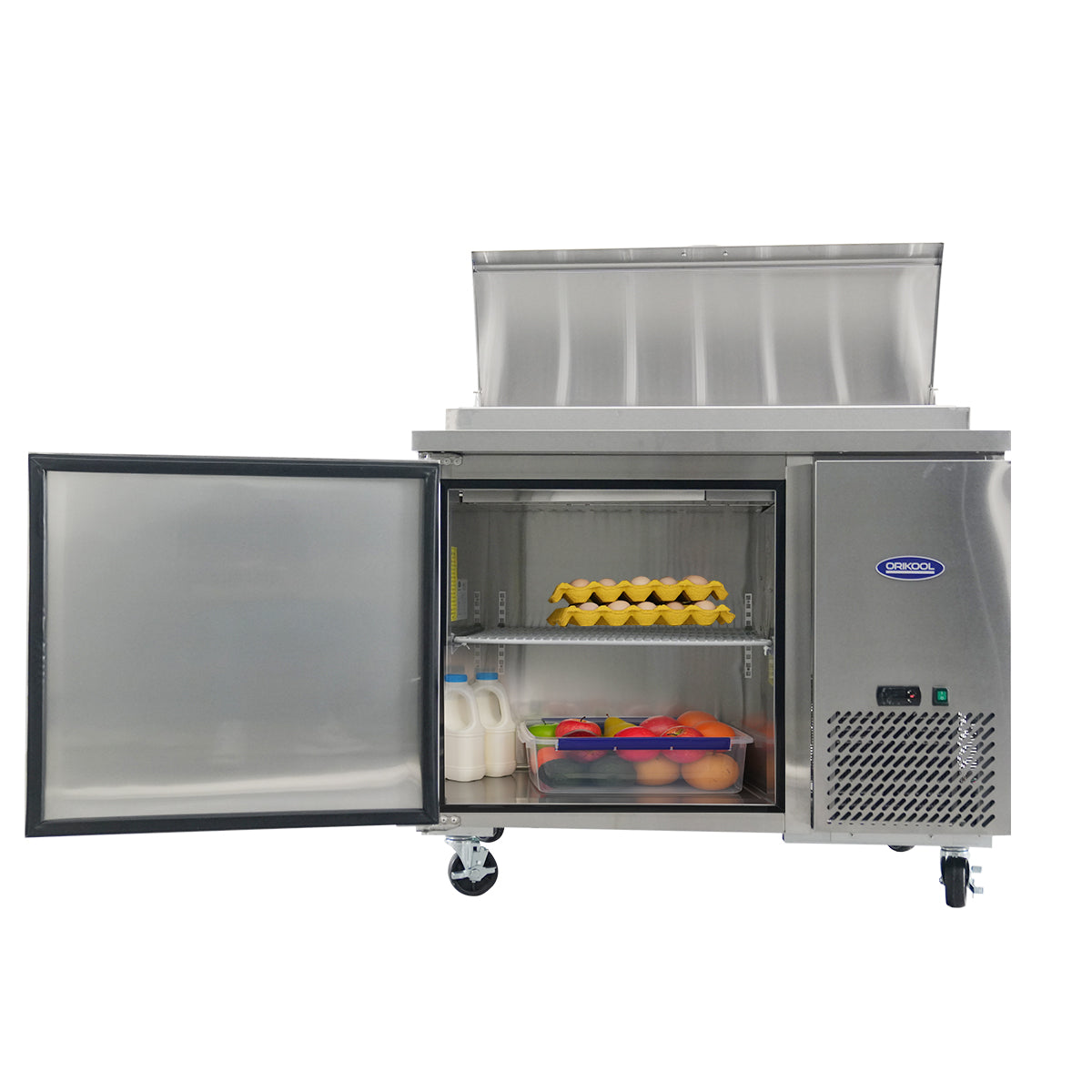 Orikool 44 Inch Commercial Pizza Prep Table with Refrigerator