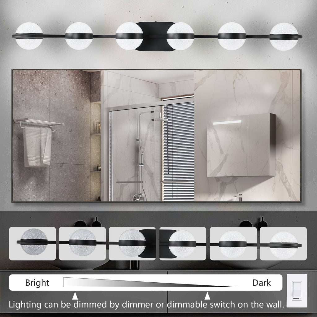 43" Black Minimalist LED Bathroom Vanity Light