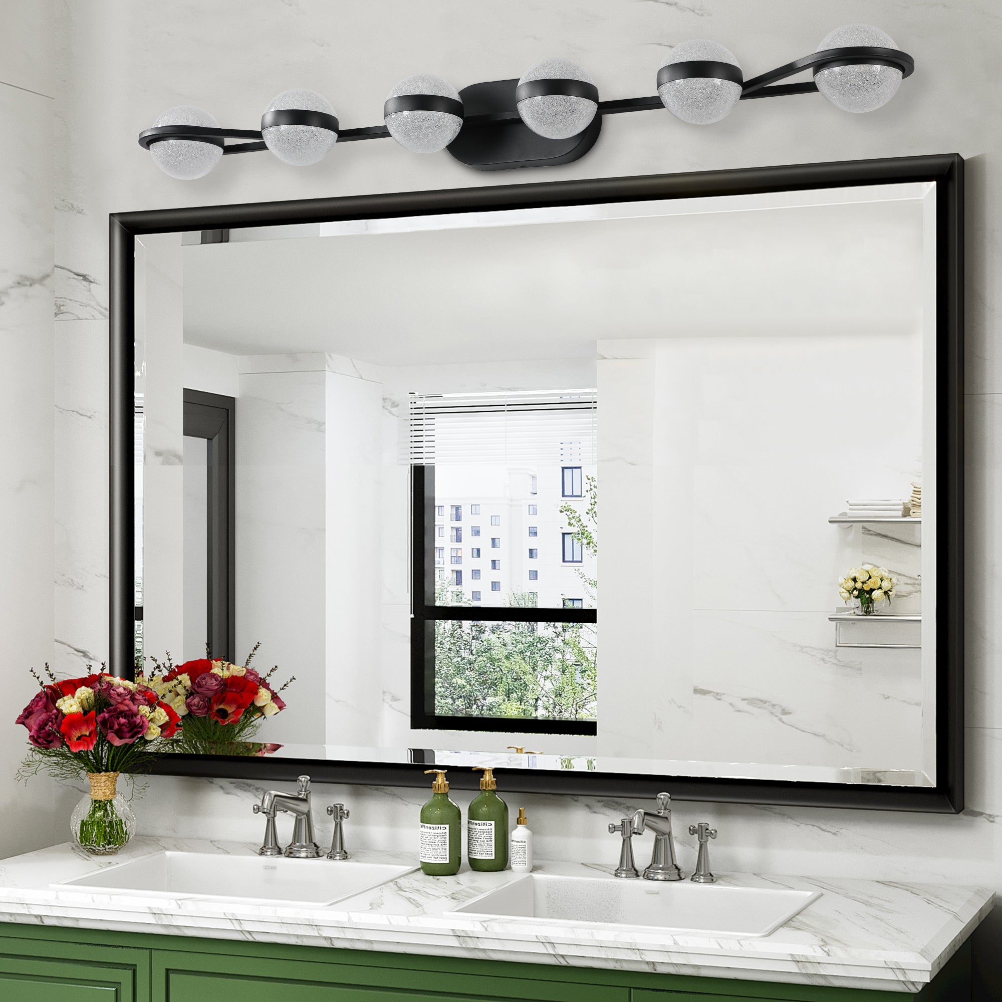 43" Black Minimalist LED Bathroom Vanity Light