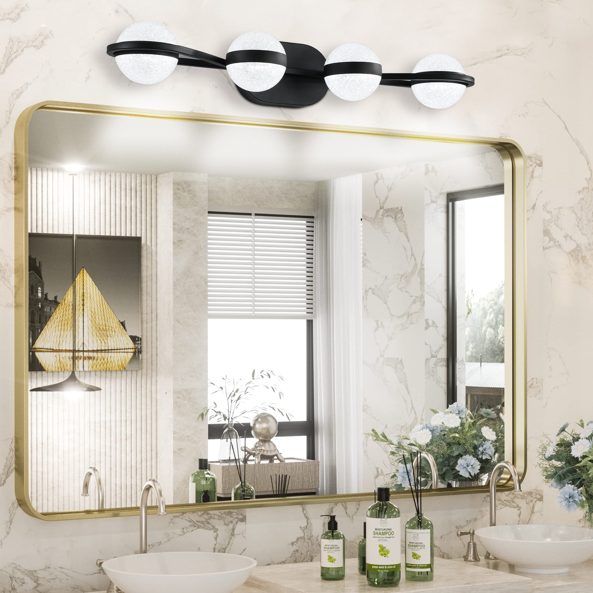 30" Black Minimalist LED Bathroom Vanity Light