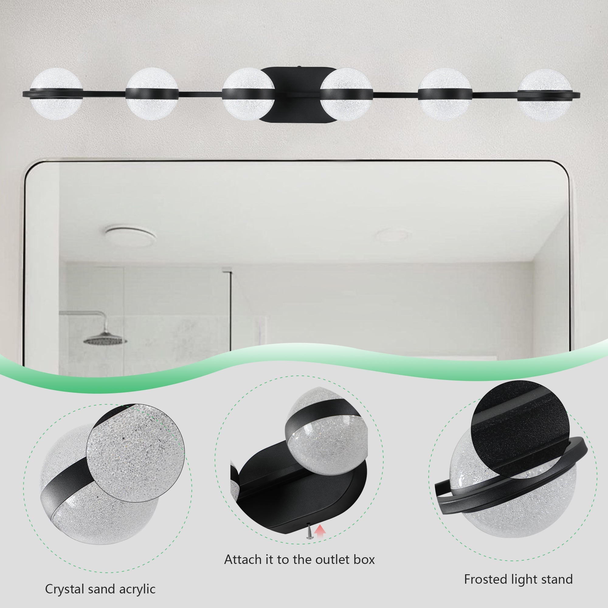 43" Black Minimalist LED Bathroom Vanity Light