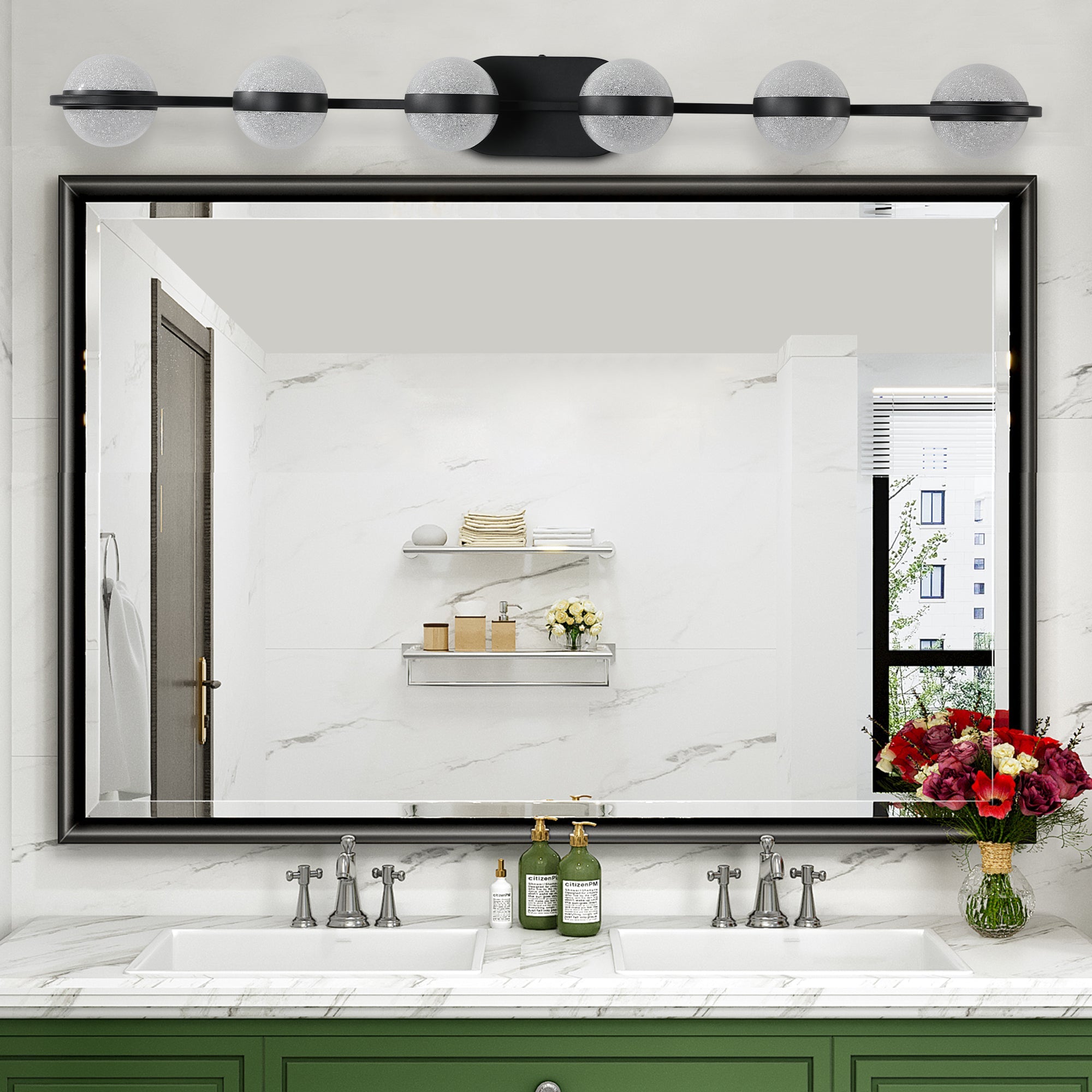 43" Black Minimalist LED Bathroom Vanity Light