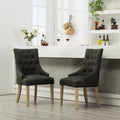Charcoal Button Tufted Wingback Hostess Chairs Set of 2