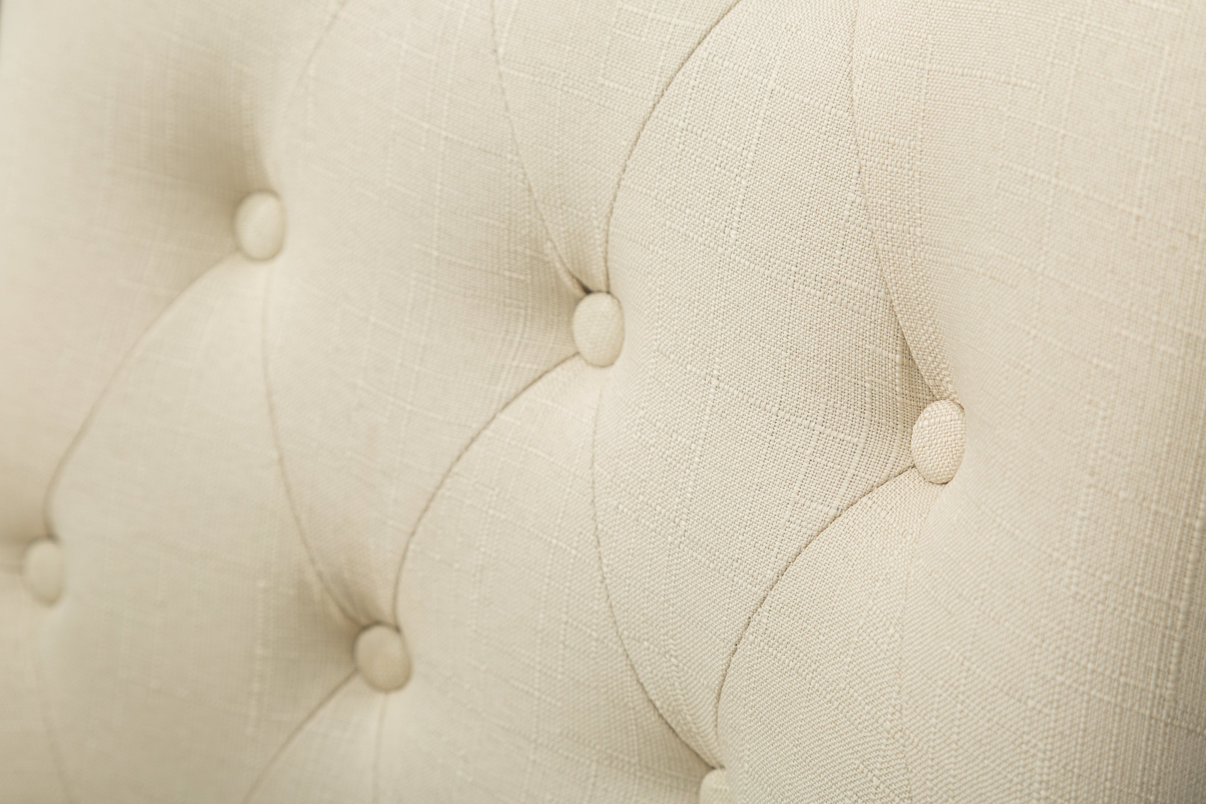 Tan Button Tufted Solid Wood Wingback Hostess Chairs Set of 2