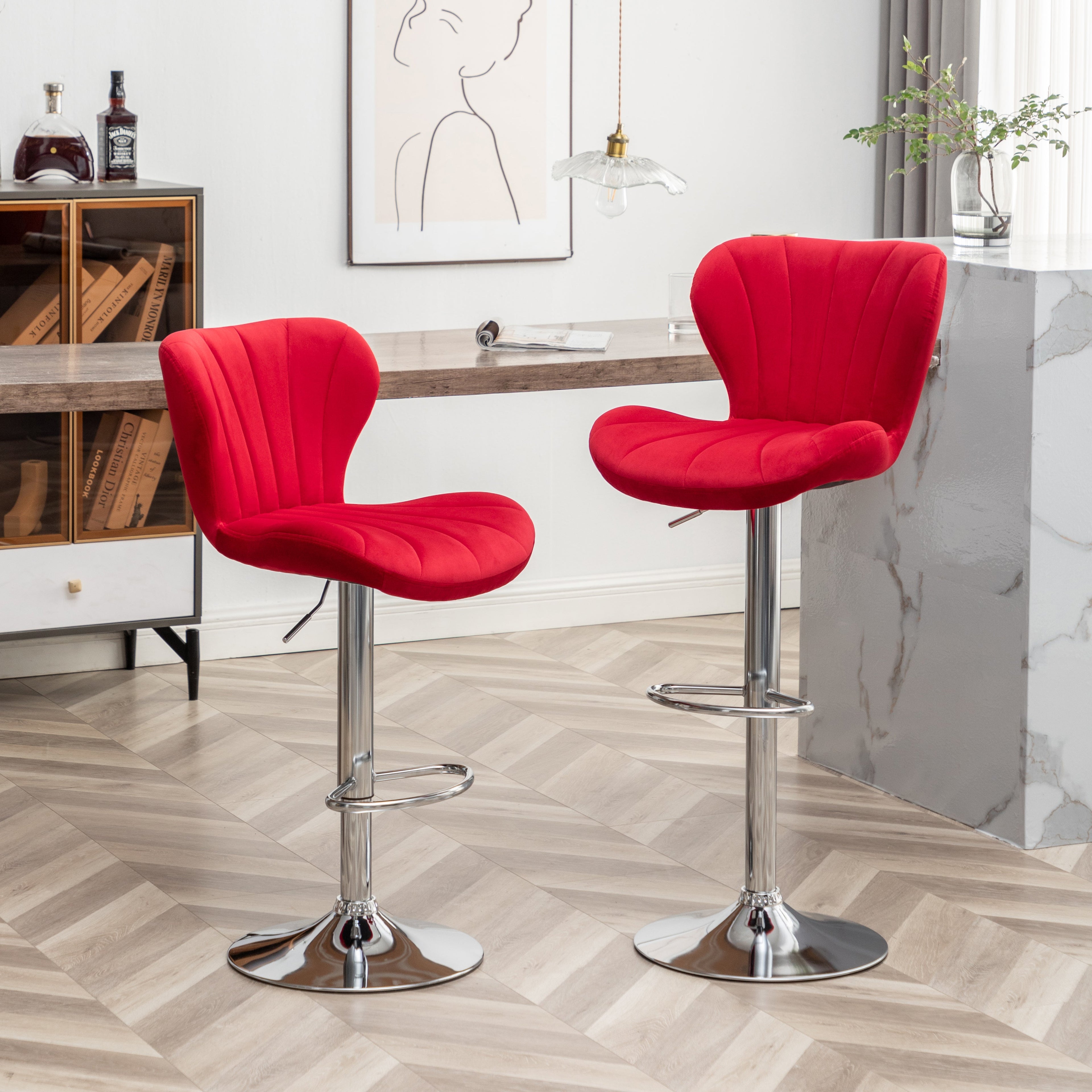 Ellston Upholstered Adjustable Swivel Barstools