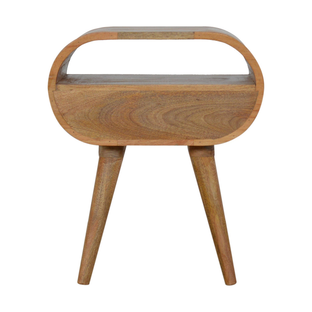 Circular Open Slot Nightstand, 1-Drawer, 1 Open Slot, Nordic Legs