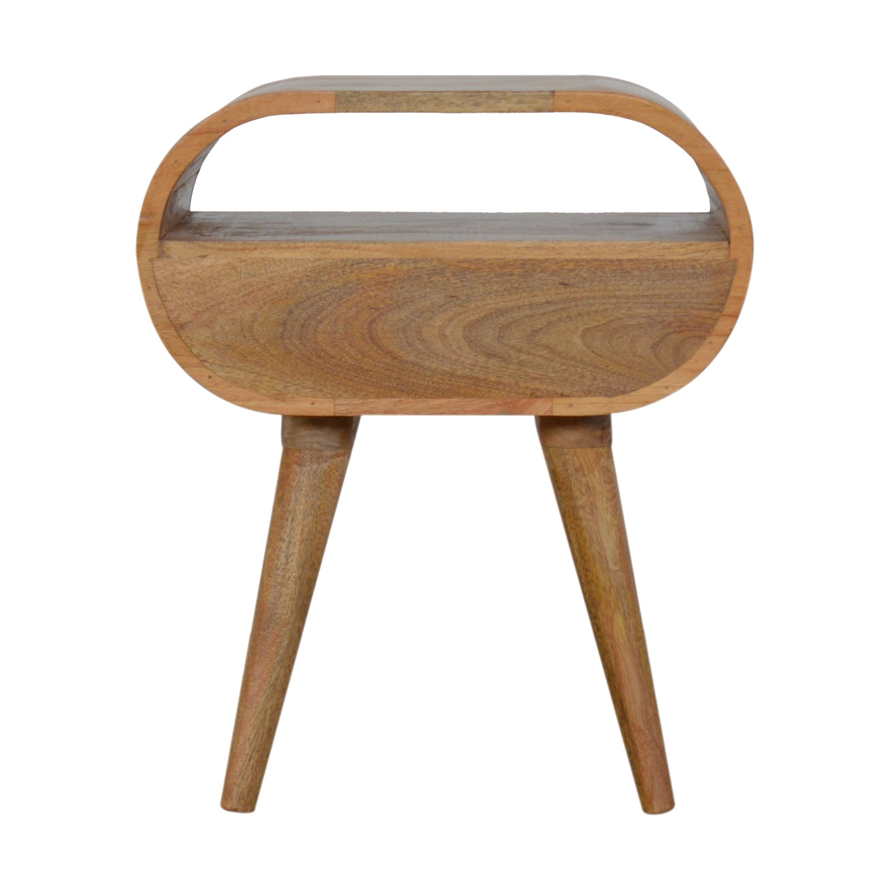 Circular Open Slot Nightstand, 1-Drawer, 1 Open Slot, Nordic Legs