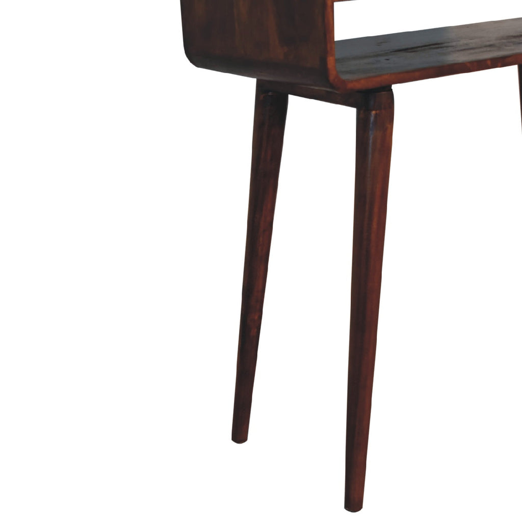 Sonata Chestnut Console Table, Nordic Legs, 2-Drawers, Open Slot