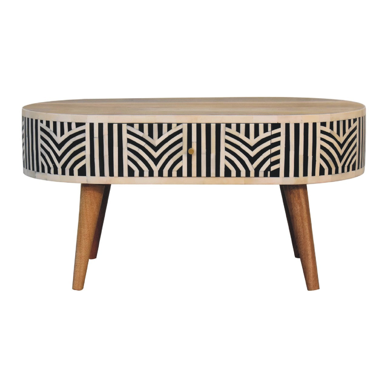 Edessa Bone Inlay Coffee Table, 2-Drawers, Nordic Legs