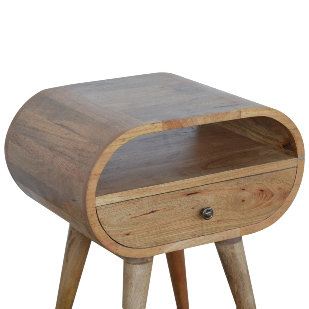 Circular Open Slot Nightstand, 1-Drawer, 1 Open Slot, Nordic Legs
