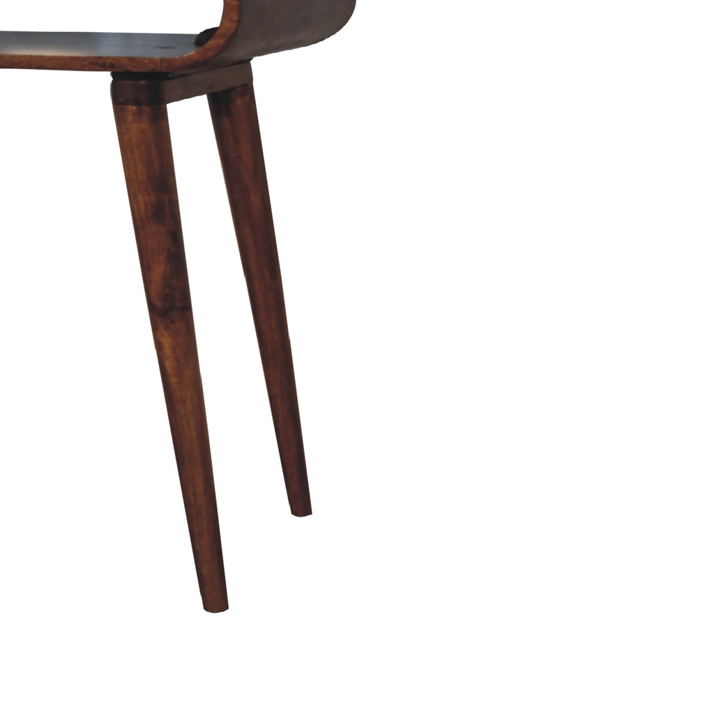 Solid Wood Amaya Nordic Style Console Table, Open Storage, Chestnut