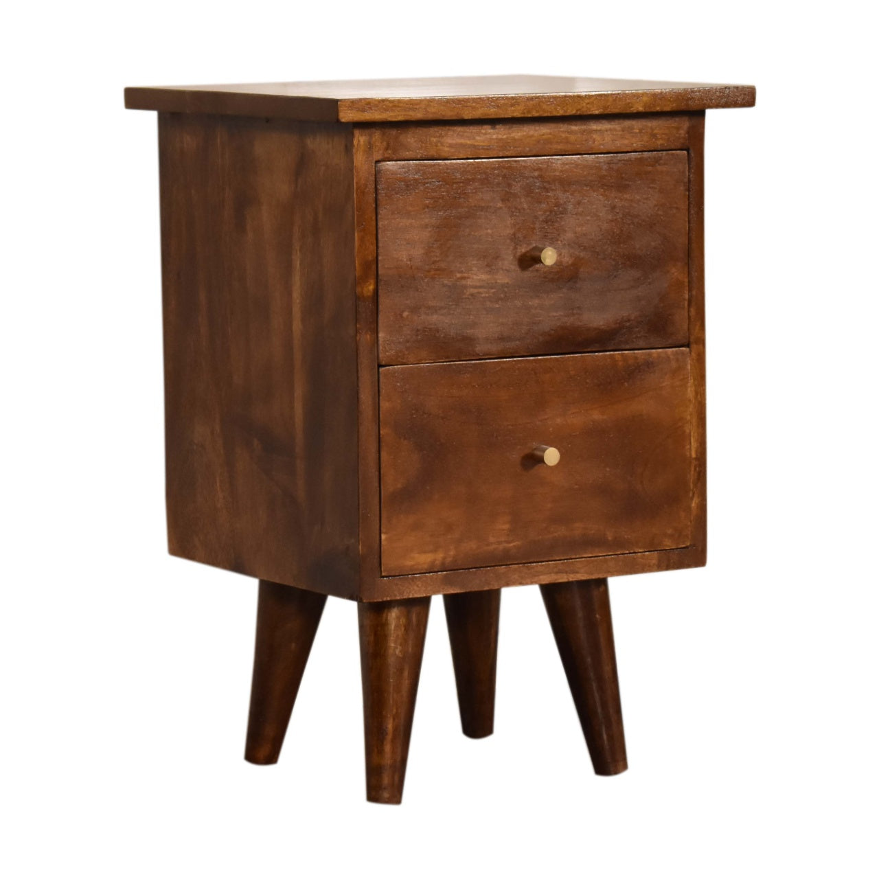 Solid Wood Bedside Table with 2 Drawers in Chestnut