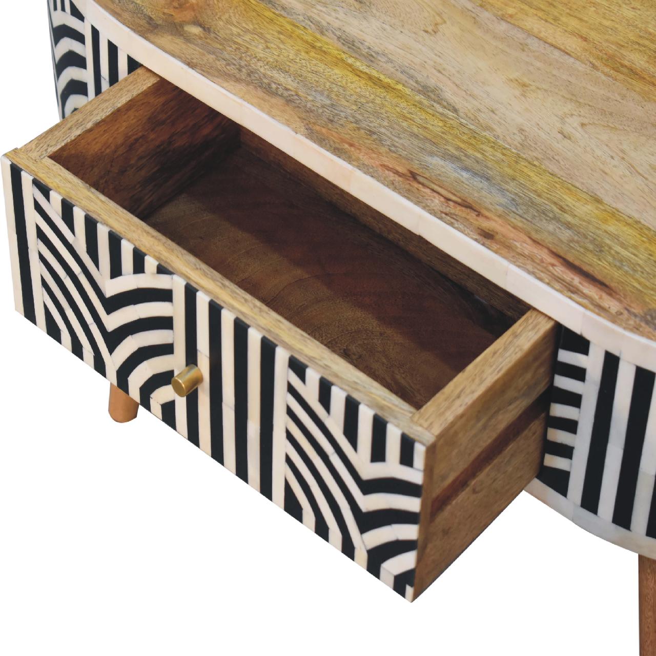 Edessa Bone Inlay Coffee Table, 2-Drawers, Nordic Legs