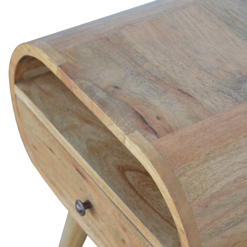 Circular Open Slot Nightstand, 1-Drawer, 1 Open Slot, Nordic Legs