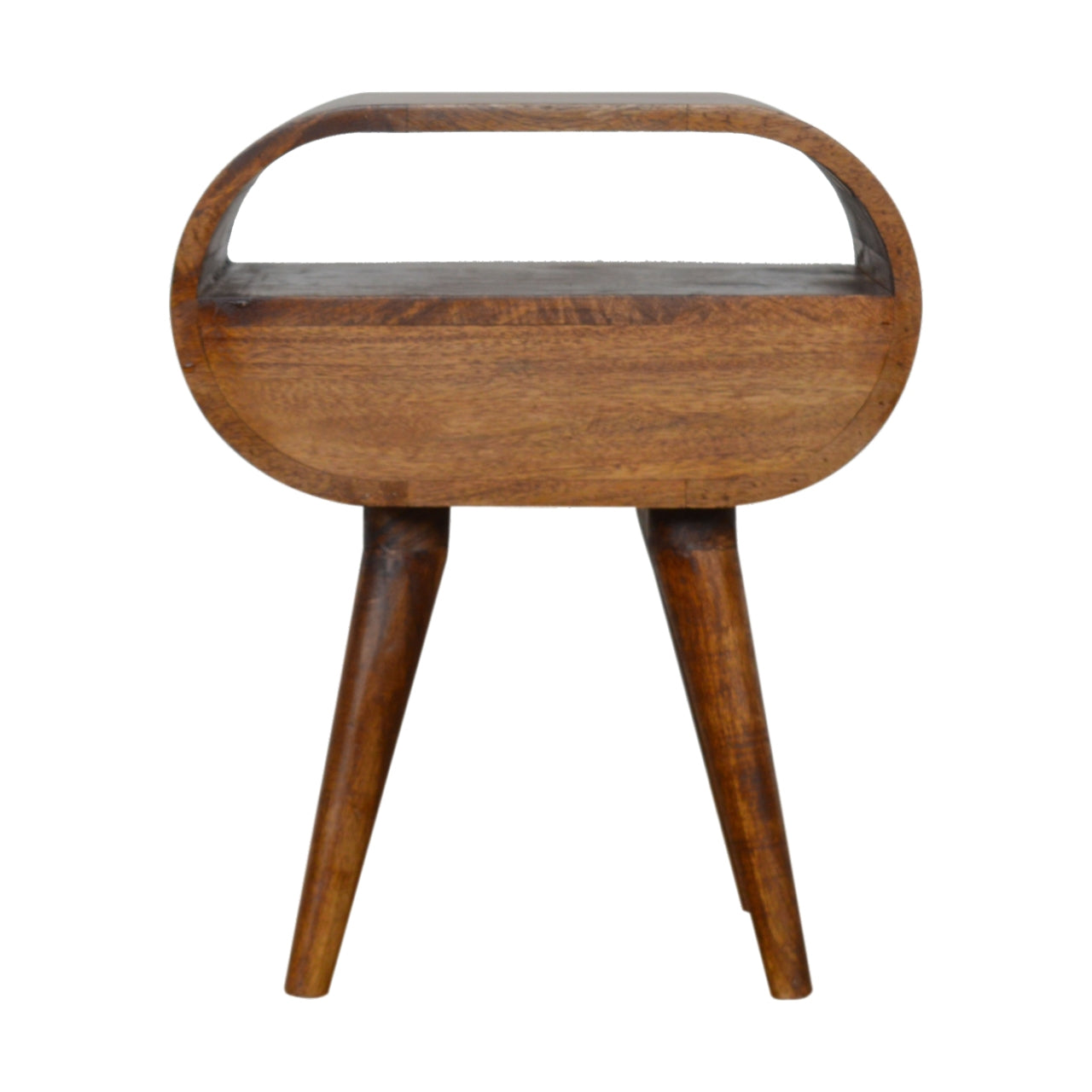 Chestnut Circular Open Bedside, 1-Drawer