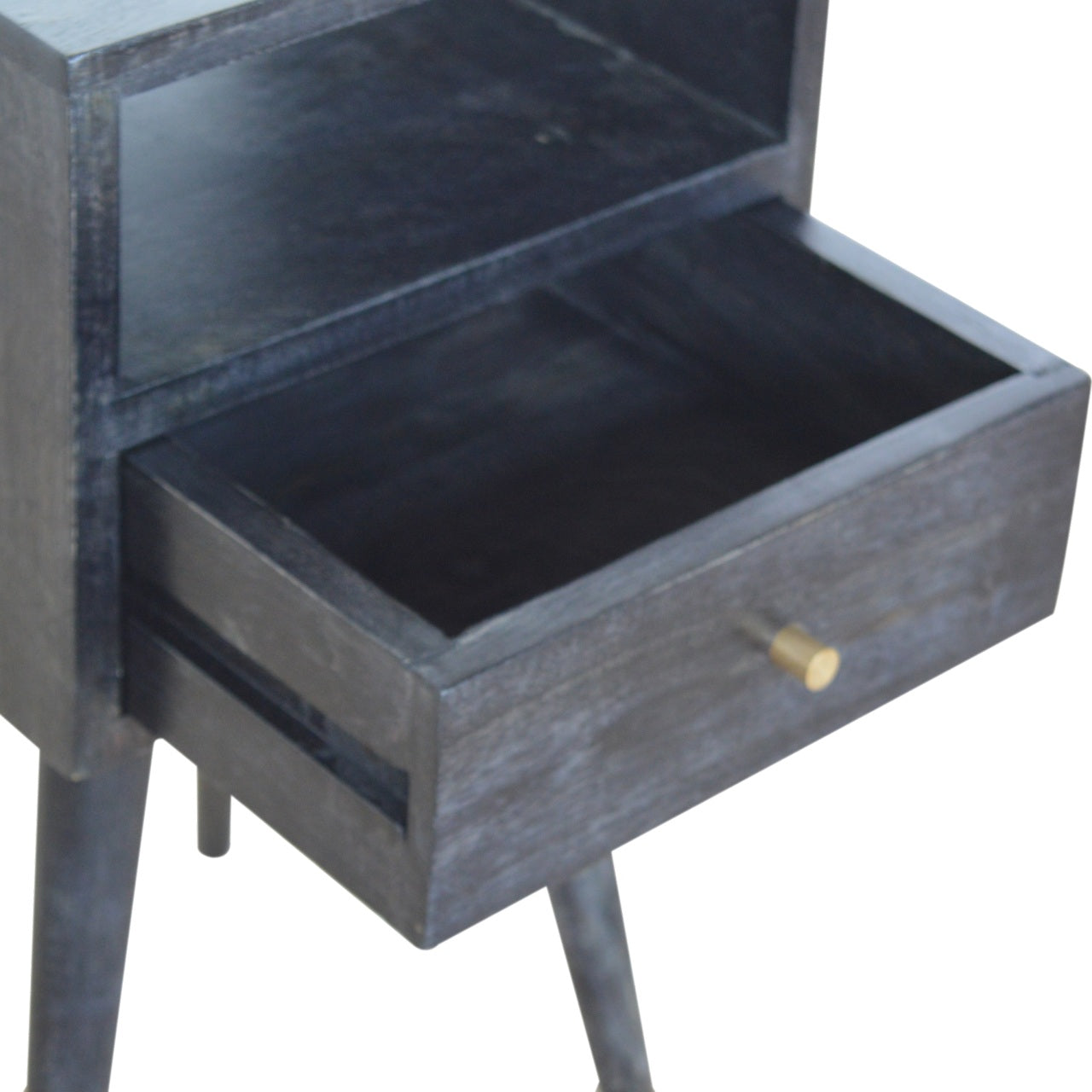 Solid Wood, Mini Nightstand, 1-Drawer, 1 Open-Slot, Ash