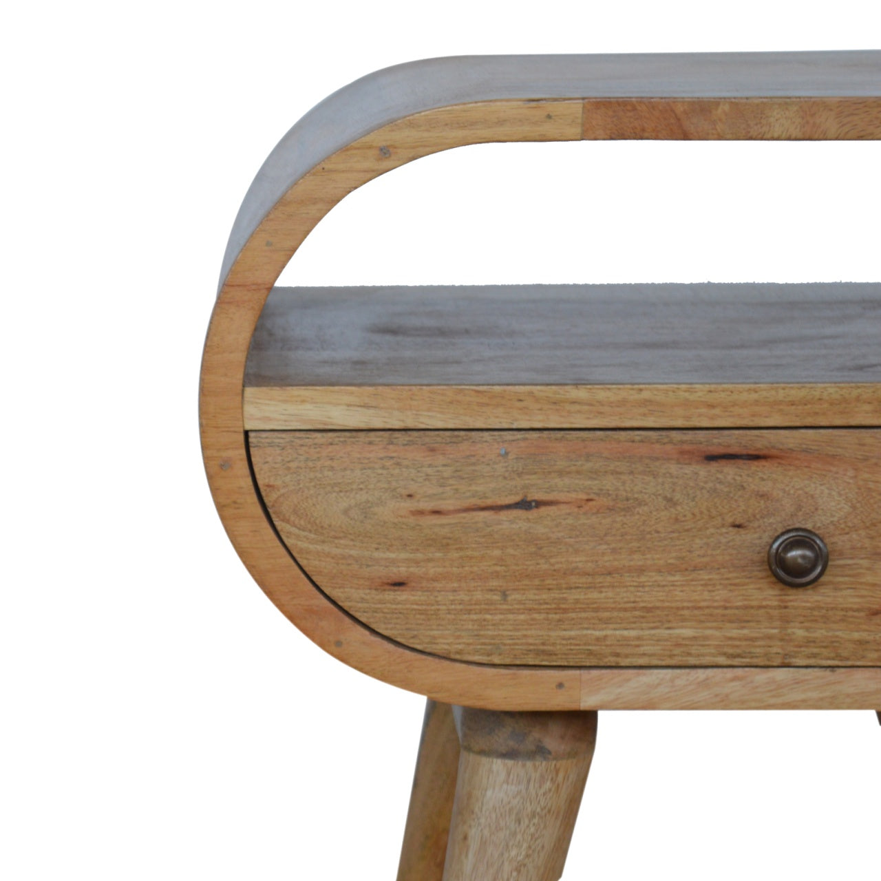 Circular Open Slot Nightstand, 1-Drawer, 1 Open Slot, Nordic Legs