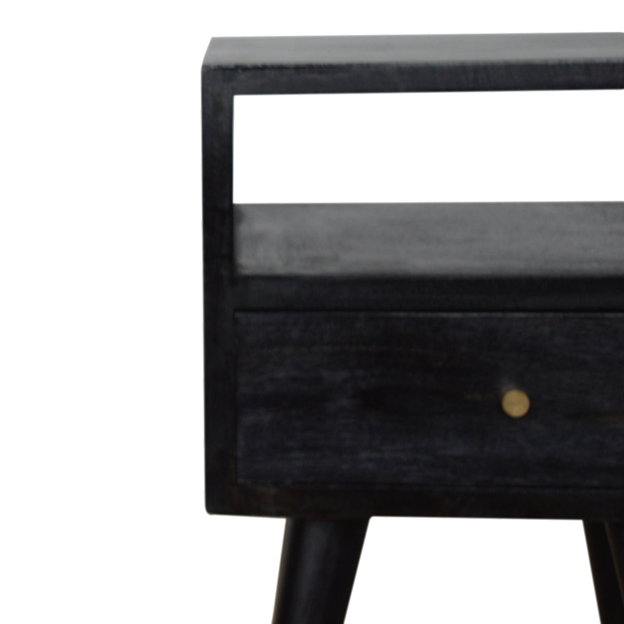 Solid Wood, Mini Nightstand, 1-Drawer, 1 Open-Slot, Ash