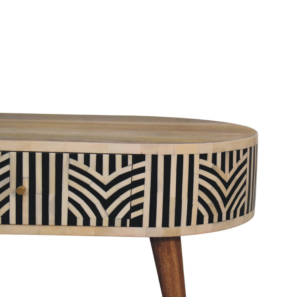 Edessa Bone Inlay Coffee Table, 2-Drawers, Nordic Legs