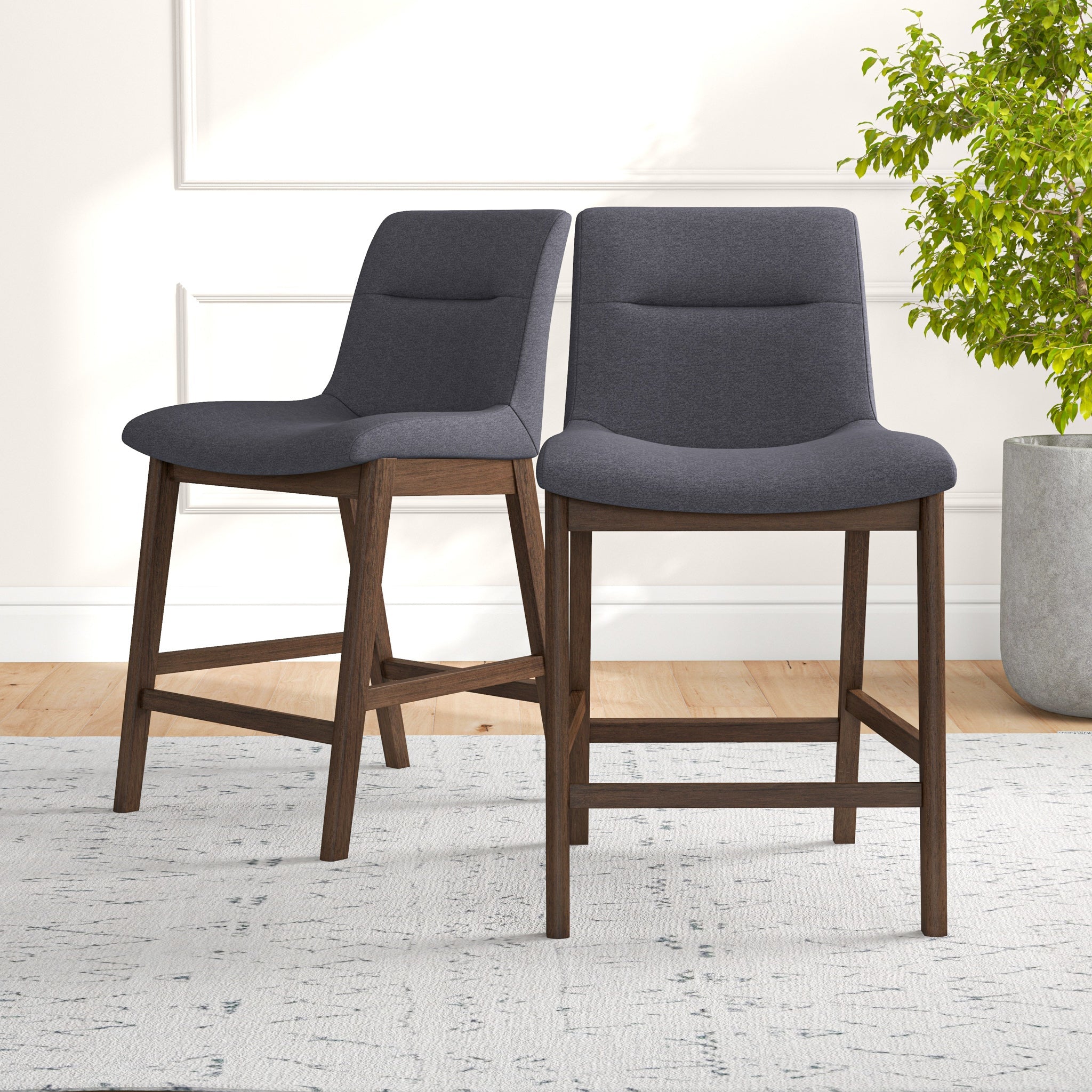 Jayden Mid-Century Modern 24" Upholstered Stool (Set of 2)