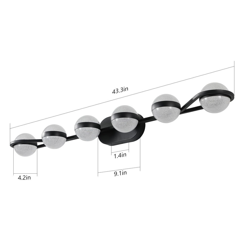 43" Black Minimalist LED Bathroom Vanity Light