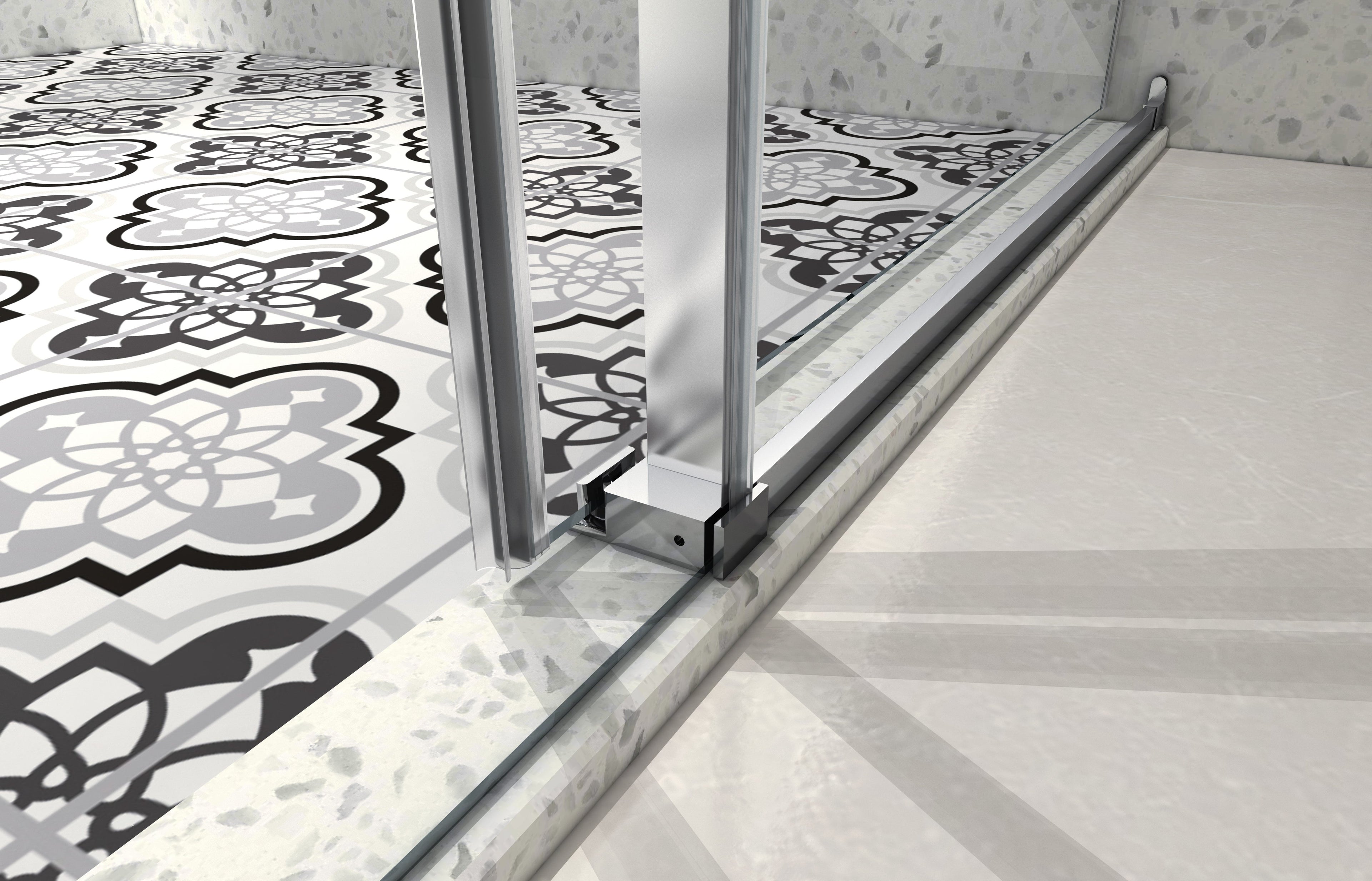 4876 Brushed Nickel Frameless Shower Door with Soft Closing