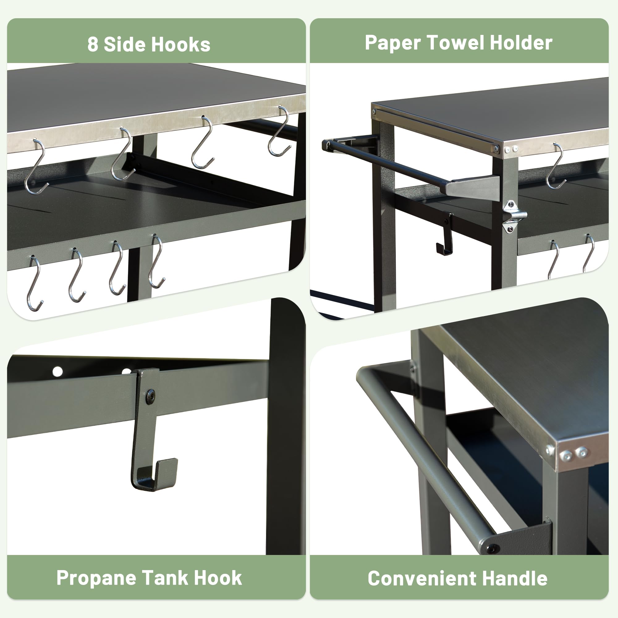 3-Shelf Outdoor Grill Table