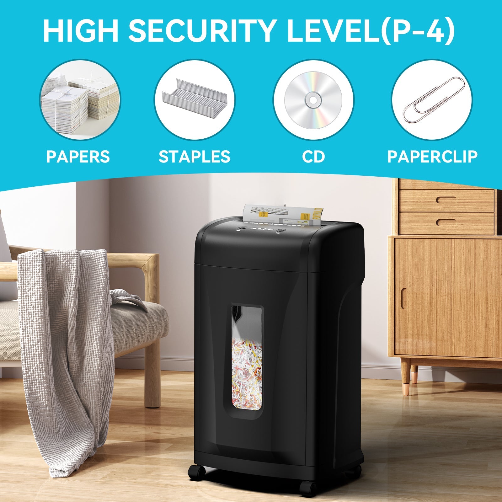 Large Commercial Heavy Duty 22-Sheet High Security Paper Shredder