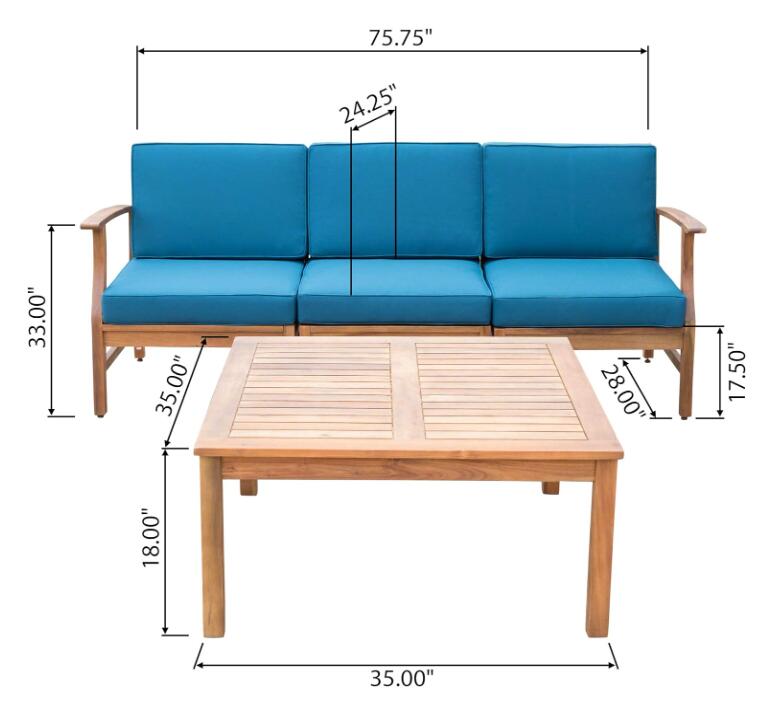 Perla 3 Seater Sofa and Table Set