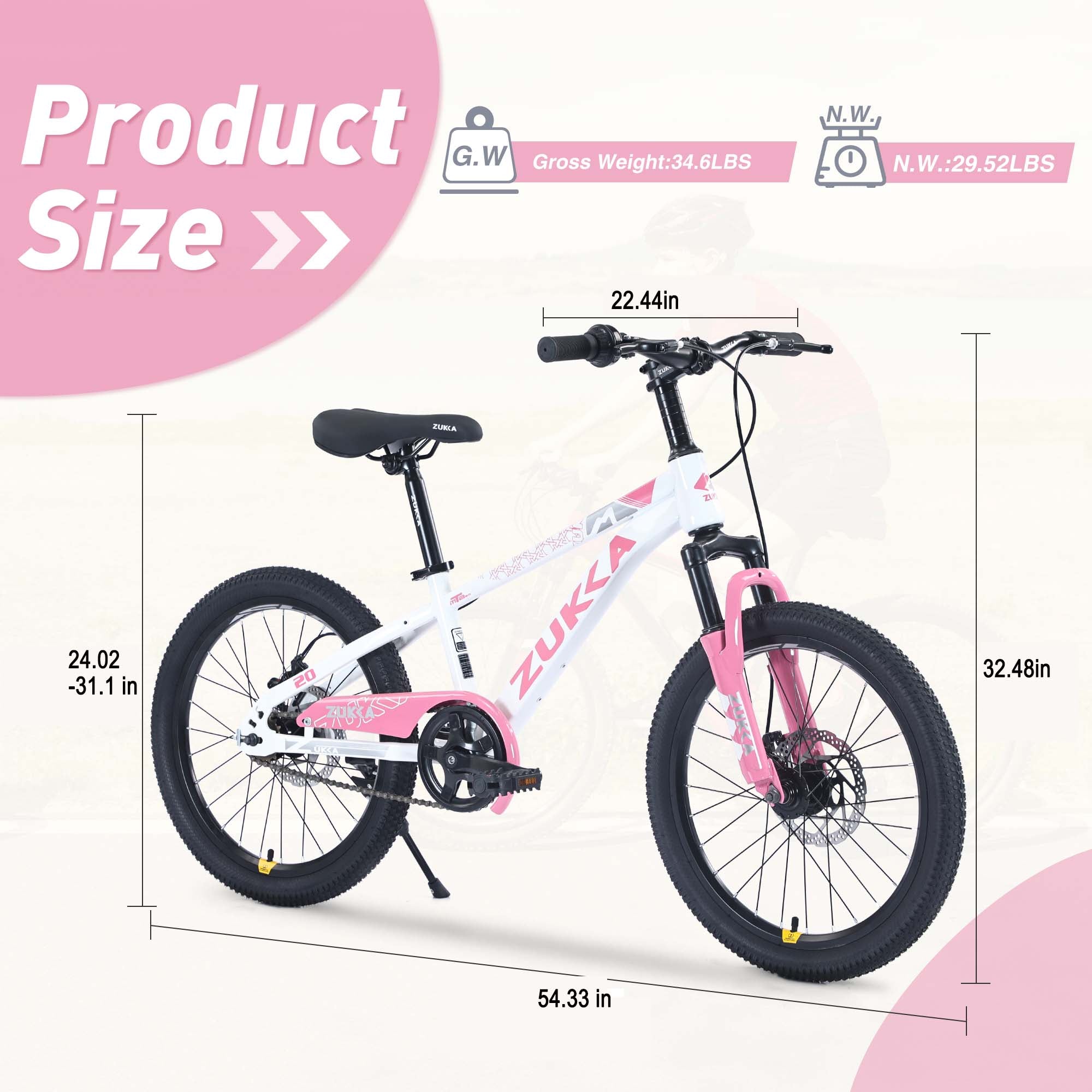 ZUKKA 20 Inch Mountain Bike for Ages 7-10