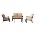Outdoor 4-Piece Patio Conversation Set with Metal Dining Table and Chairs
