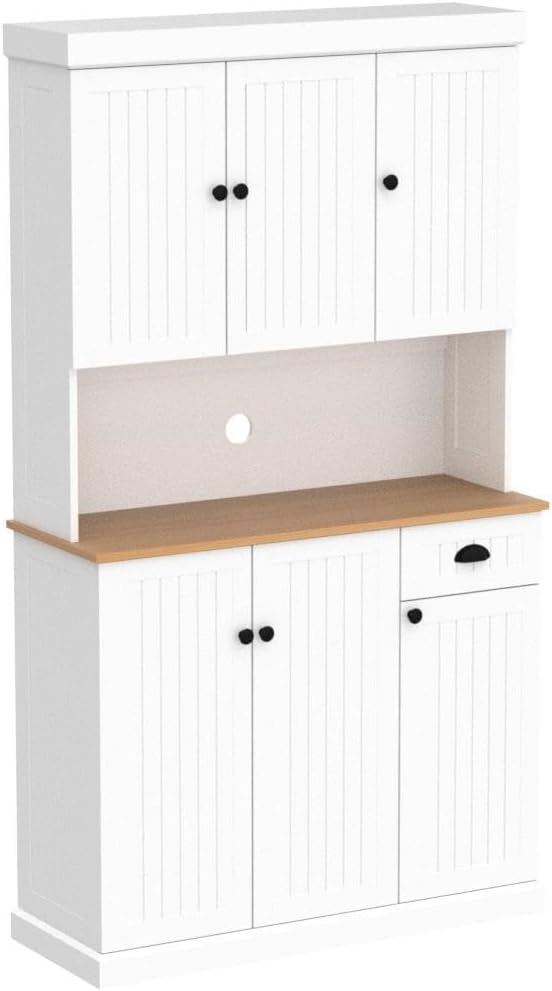 71" Kitchen Pantry Storage Cabinet with Microwave Oven Countertop