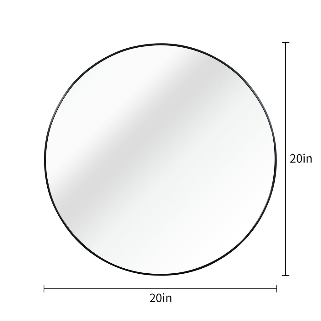 Black 20 Inch Metal Round Bathroom Mirror