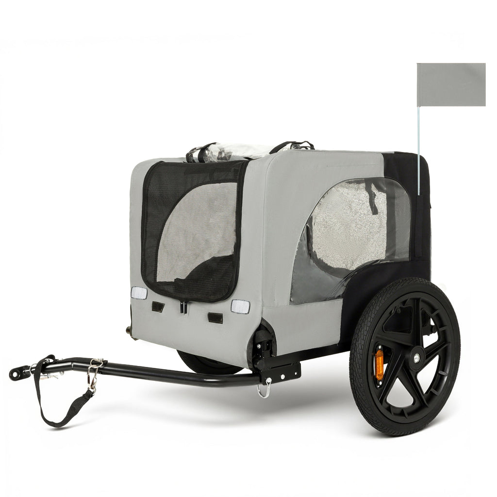 Outdoor Heavy Duty Collapsible Pet Bike Trailer with 16-Inch All-Terrain Wheels