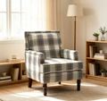 Upholstered Accent Chair, Vintage Armchair with Solid Wood Legs
