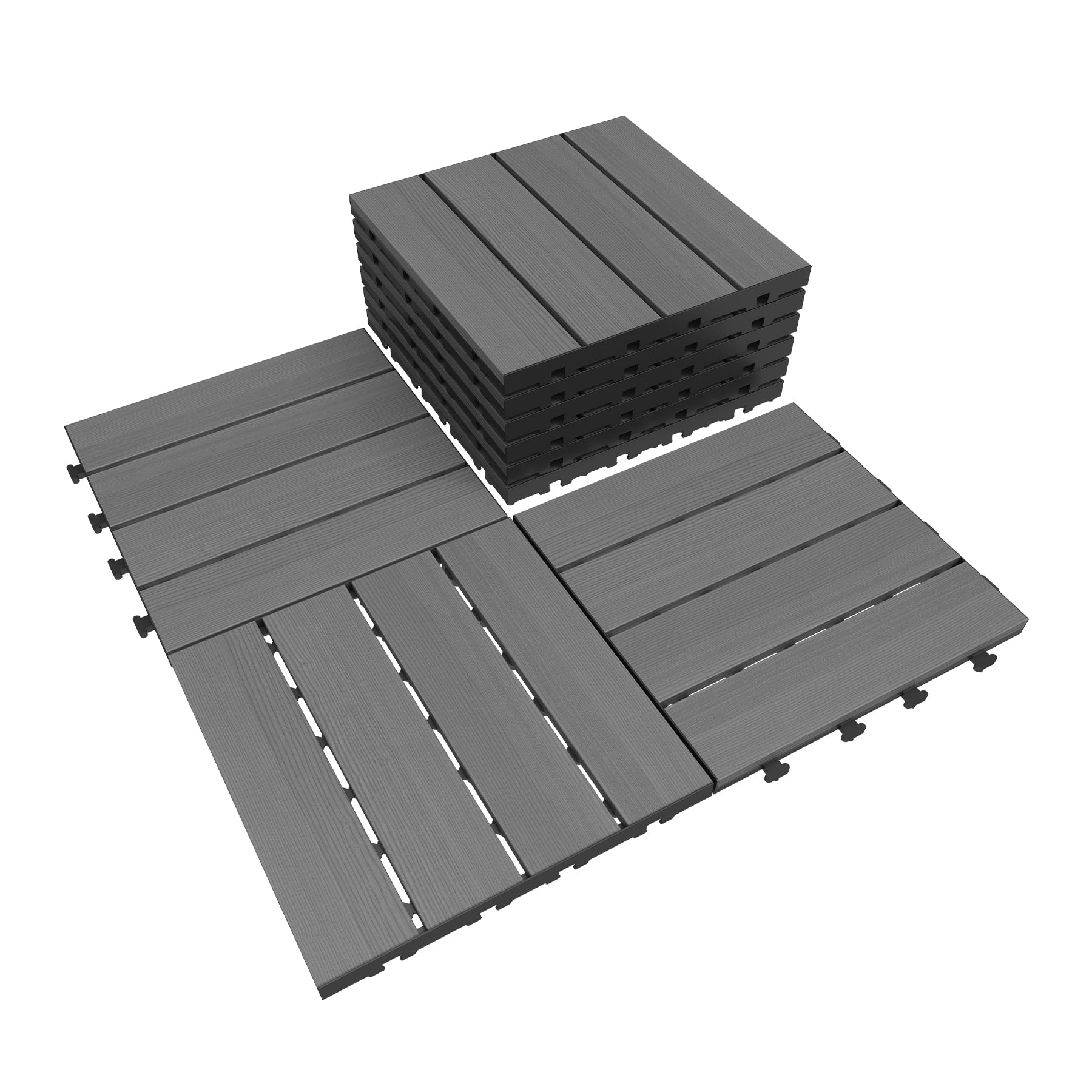 9 Pcs Interlocking Deck Tiles, 12" x 12" HDPE Outdoor Flooring