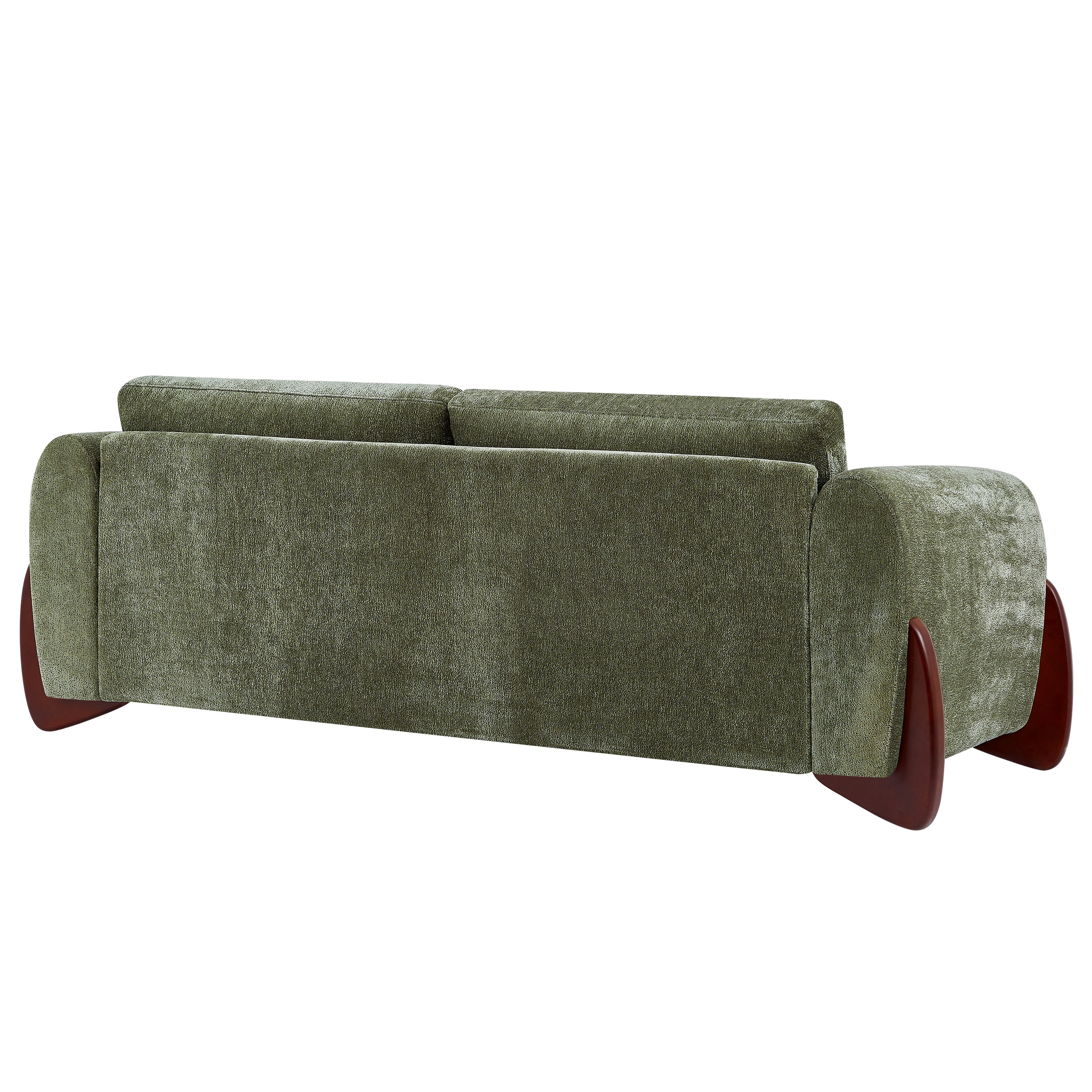 89"L Chenille Sofa with Wooden Legs – Olive