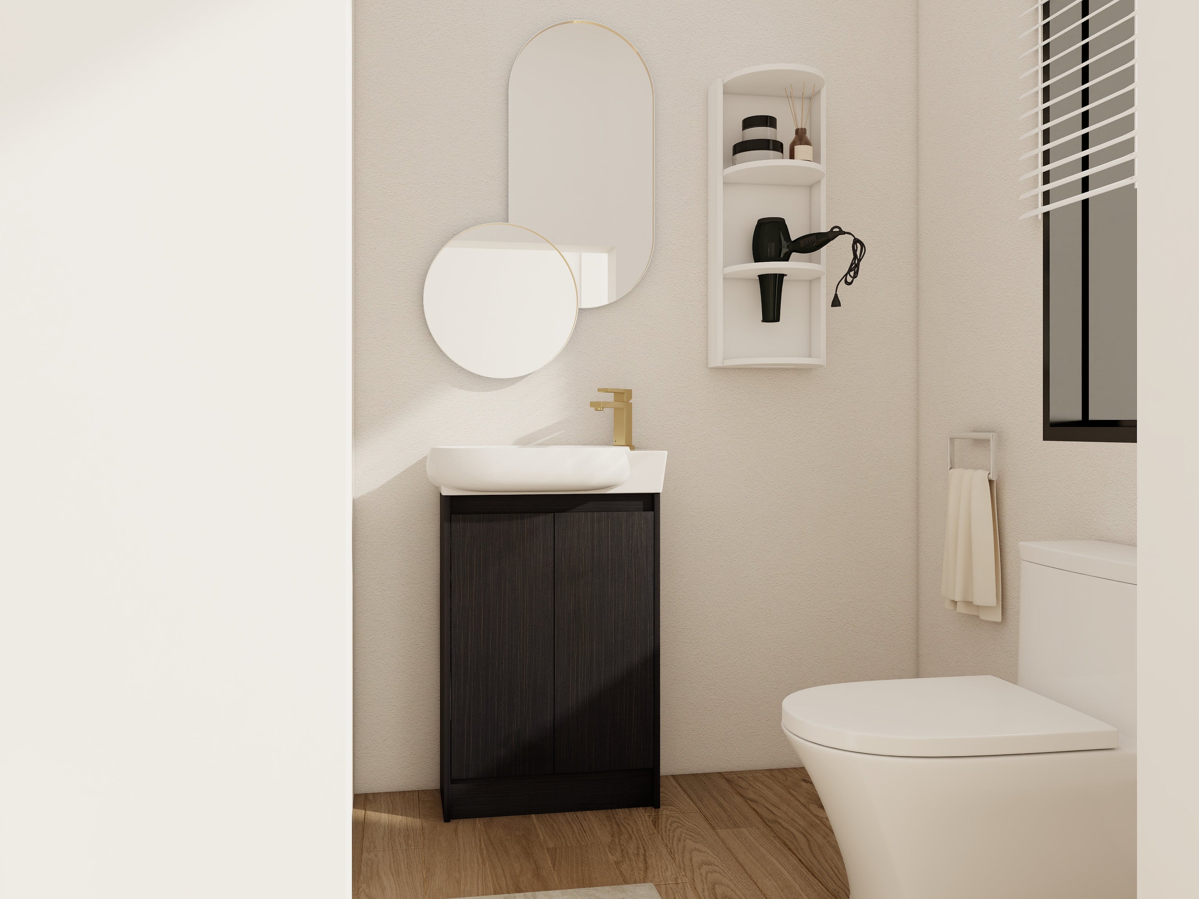 23" Freestanding Bathroom Vanity with Sink and Storage Rack