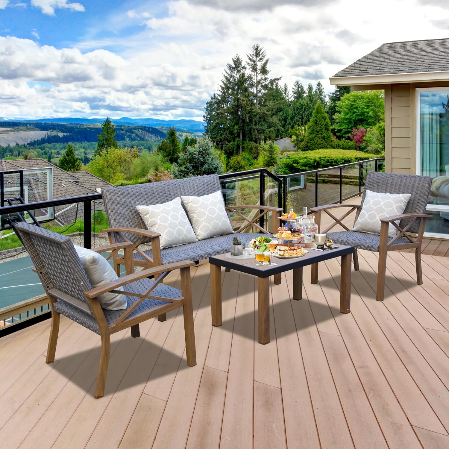 Aluminum Patio Furniture Set, 4-Piece Modern Conversation Set