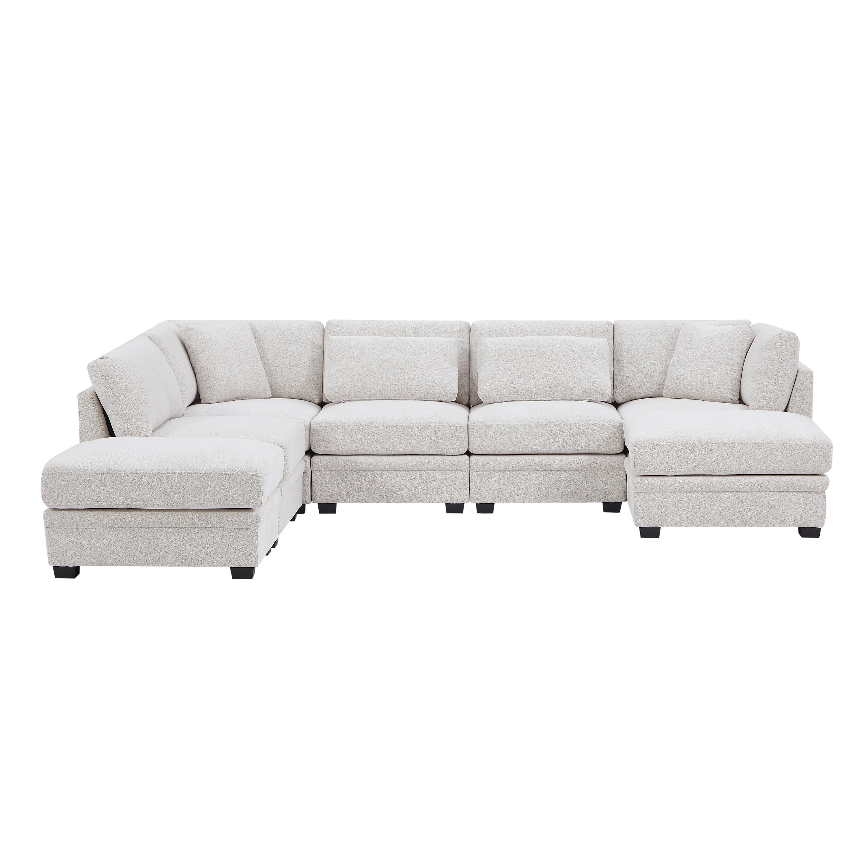 7-Piece Reversible Modular Corner Sectional Sofa - Beige