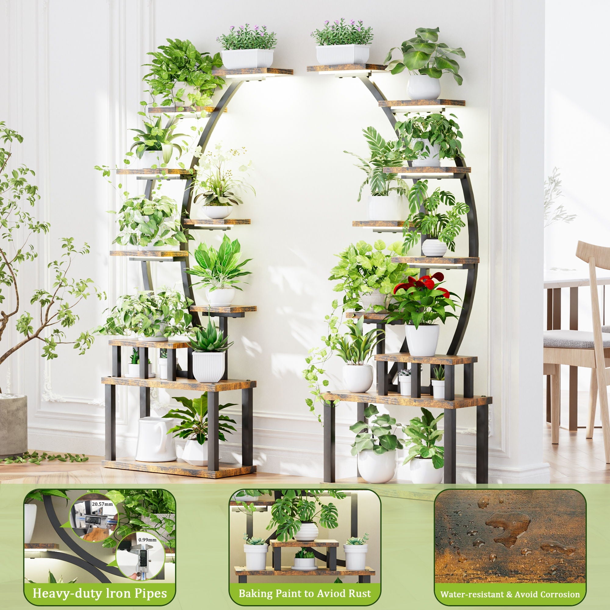 9 Tiered Indoor Plant Stand With 5 Adjustable Grow Lights