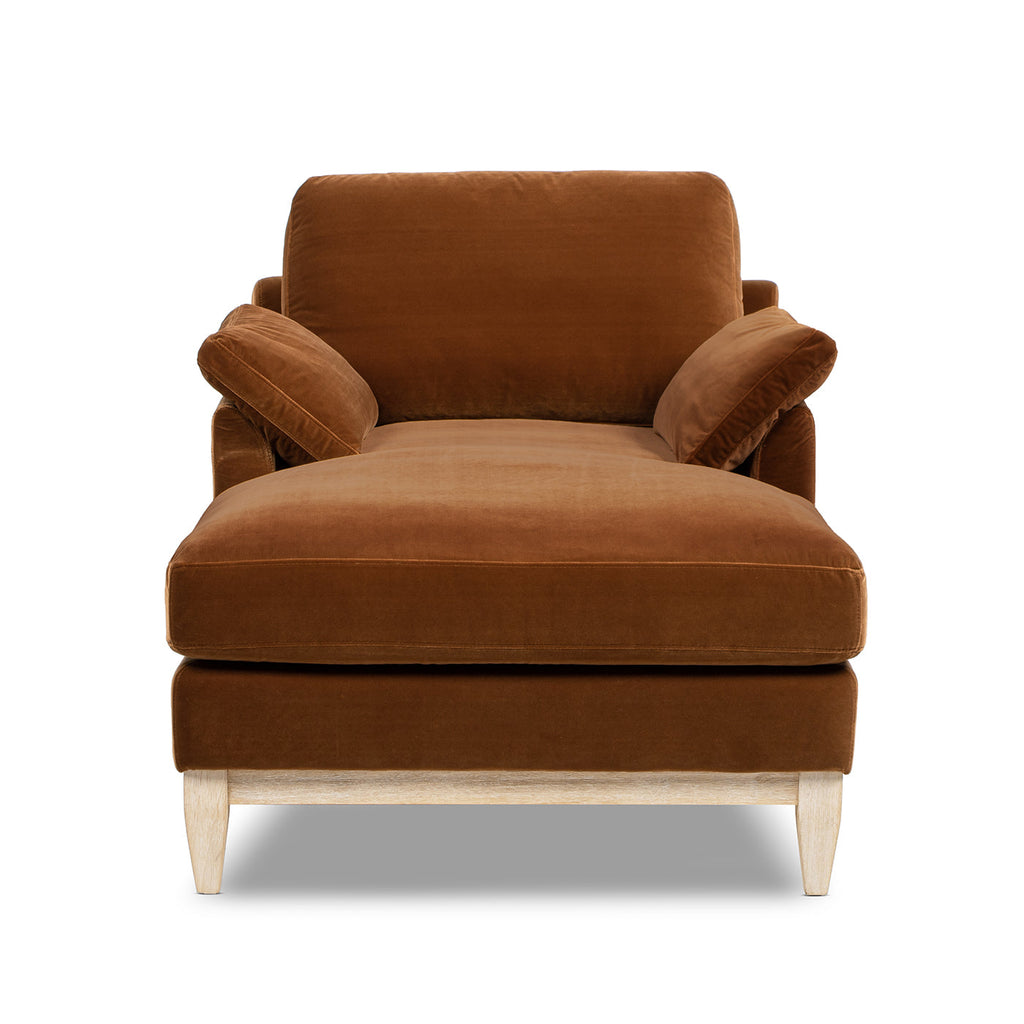 Pasadena Modern Farmhouse Chaise Lounge Chair, Burnt