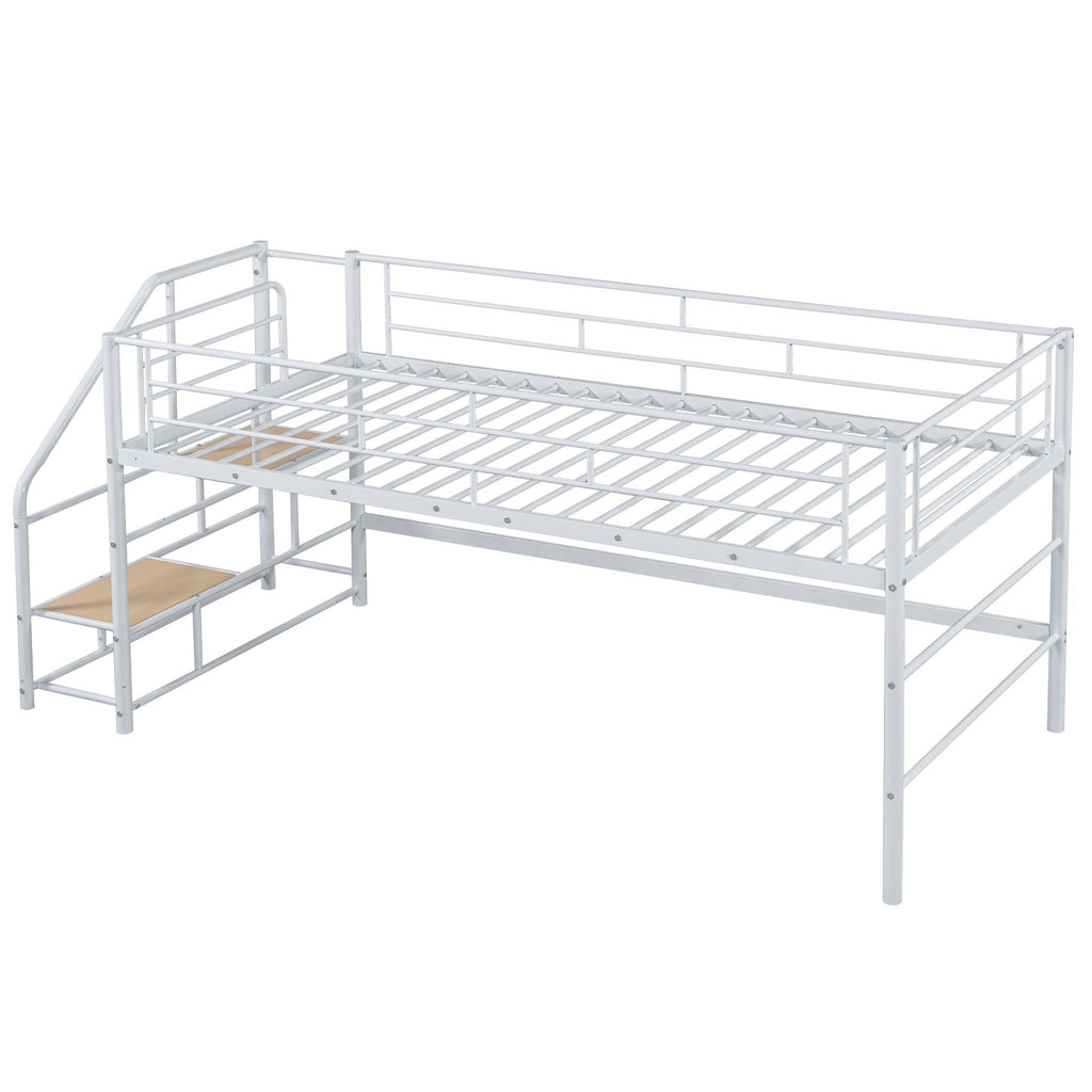 Loft Bed With Storage Stairs And Metal Frame