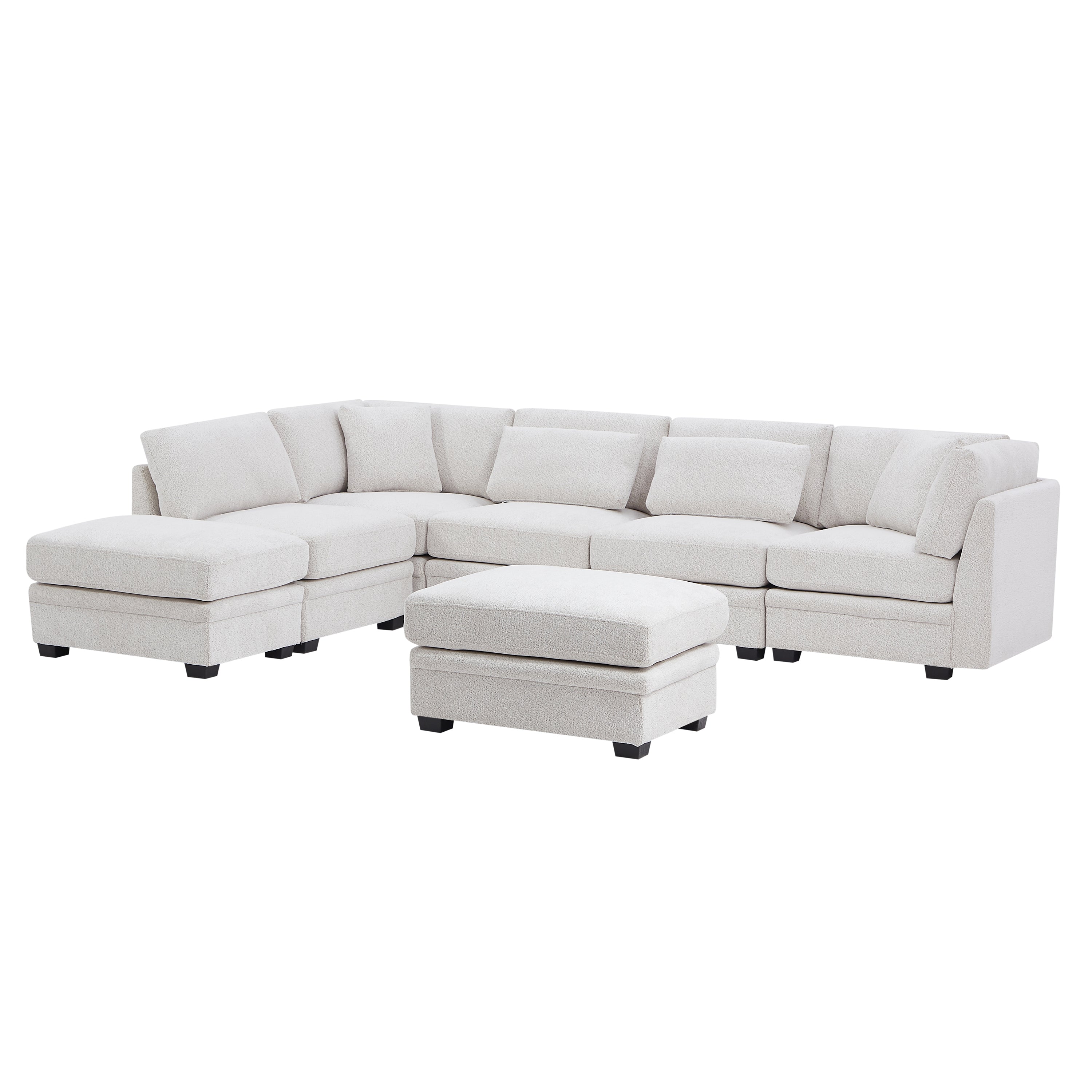 7-Piece Reversible Modular Corner Sectional Sofa - Beige