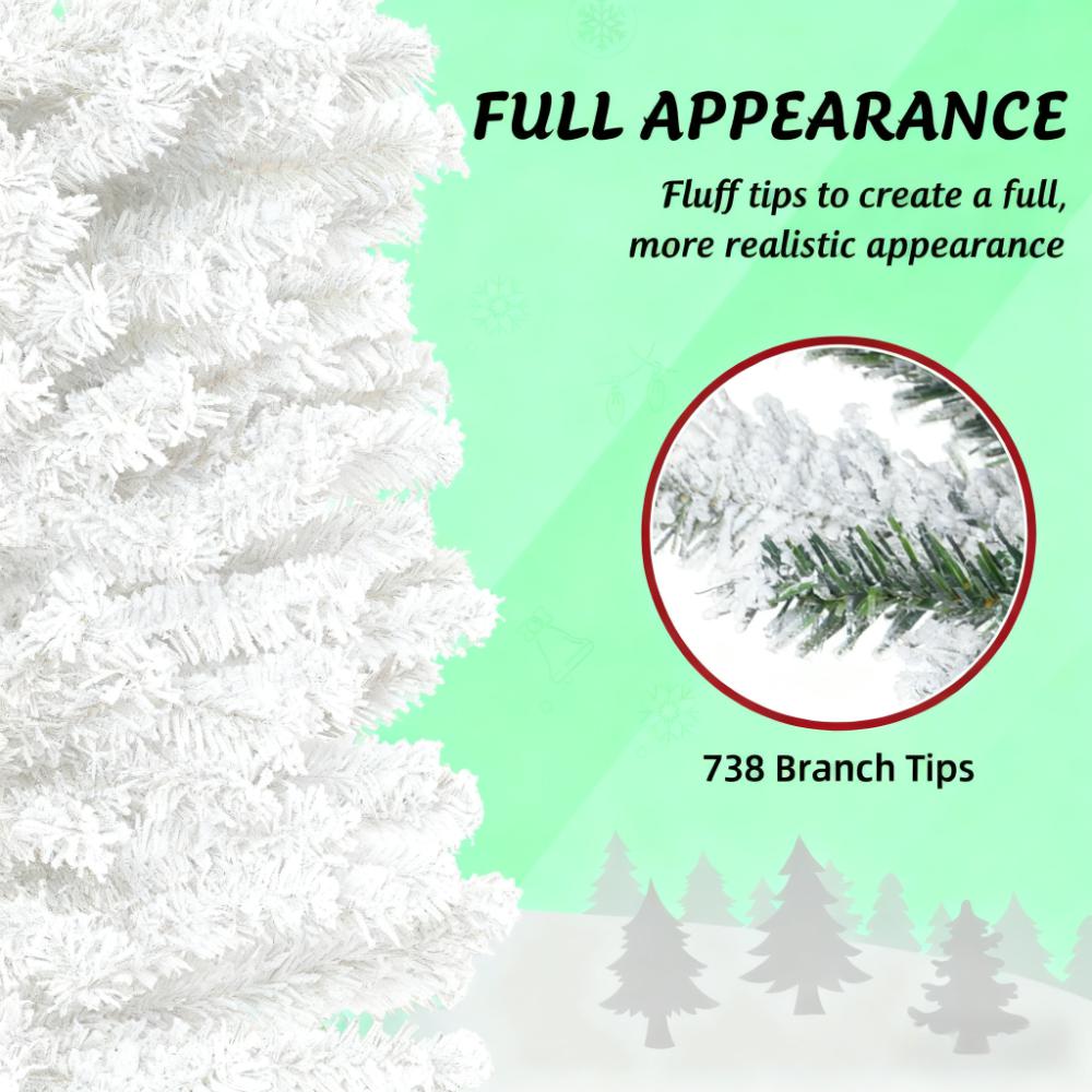 Flocked Christmas Tree with Faux Snow and Dense Branches