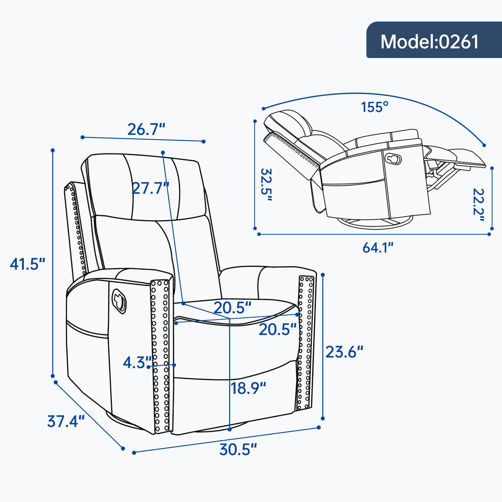Deep Swivel Recliner and Massage Chair