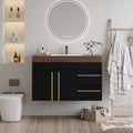 36" Floating Bathroom Vanity with Ceramic Sink and Faux Marble Top