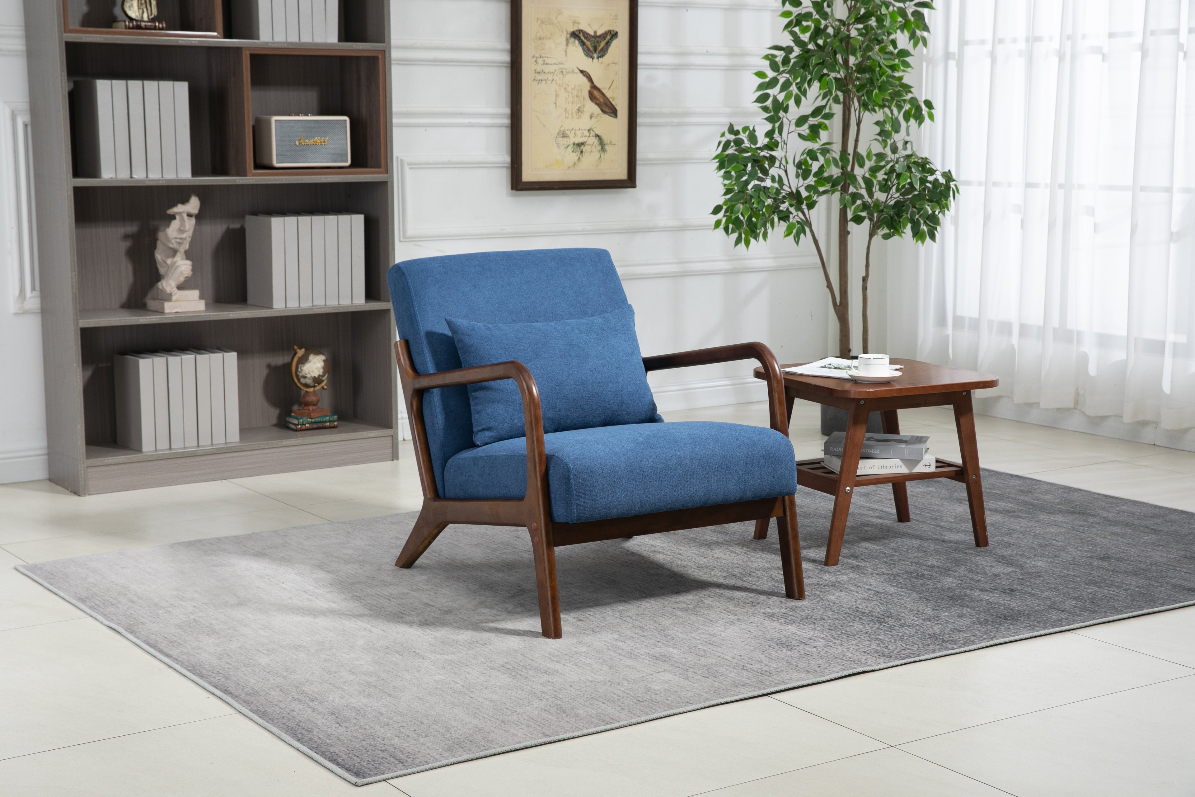 Mid Century Modern Accent Chair with Solid Wood Frame